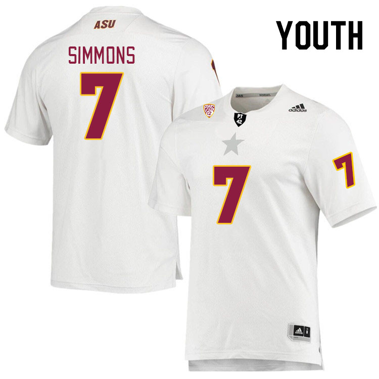 Youth #7 Shamari Simmons Arizona State Sun Devils College Football Jerseys Stitched Sale-White - Click Image to Close